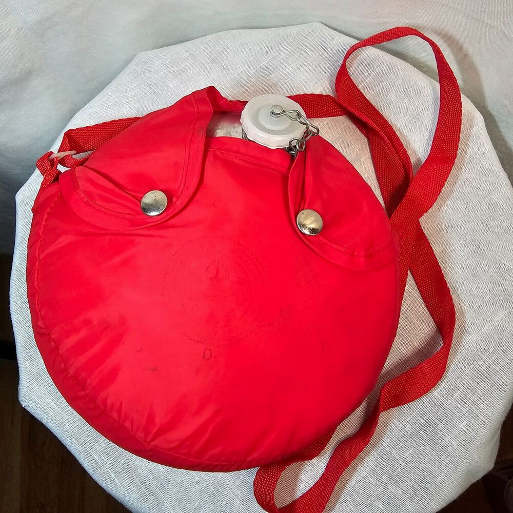 Vintage Boy Scouts of America Metal Canteen with Red Nylon Cover Be Prepared!